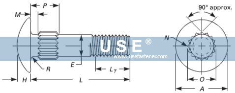 ASME B18.5 Round Head Ribbed Neck Bolts